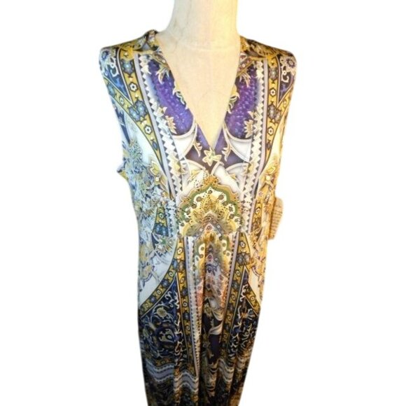 One World Size L Large Slinky Stretchy Boho Hippy Maxi Dress NWT - Picture 3 of 4